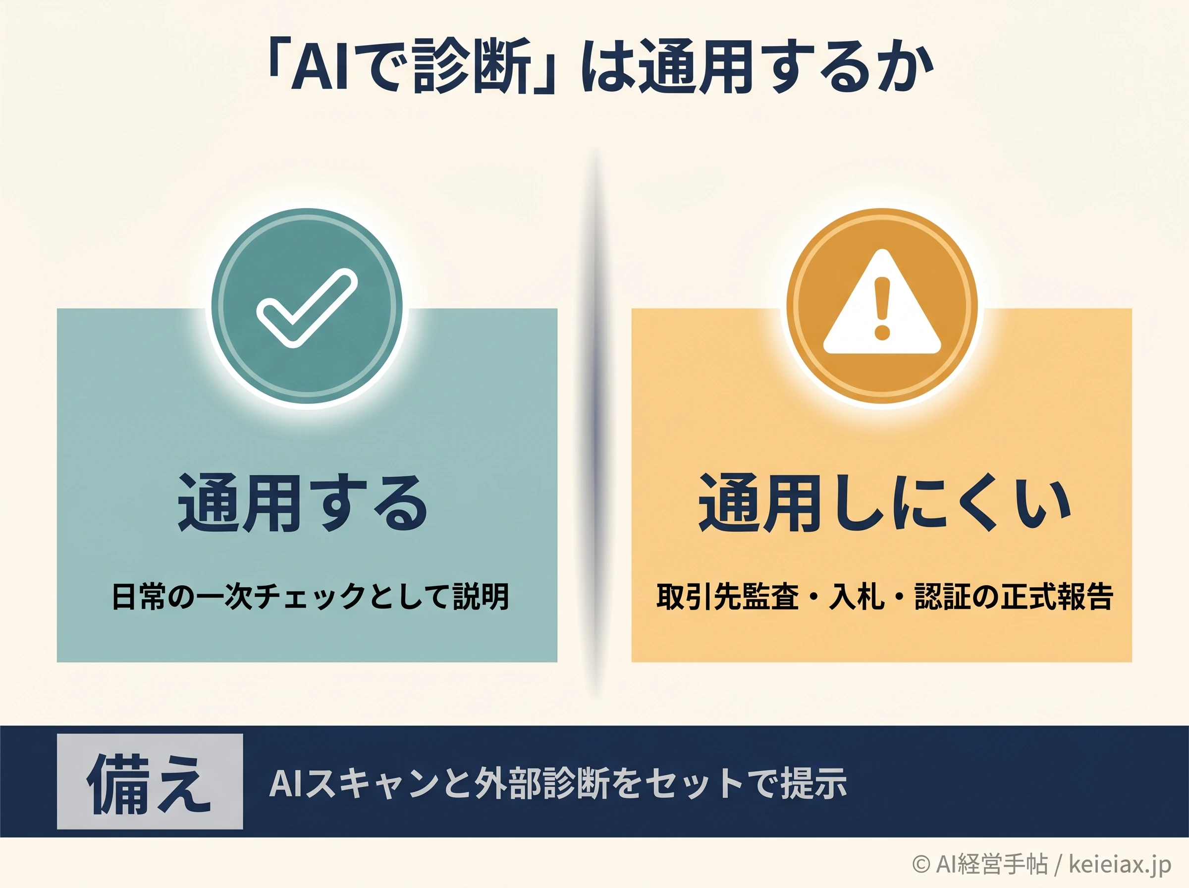 AIで診断していると説明が通用する場面としない場面の対比