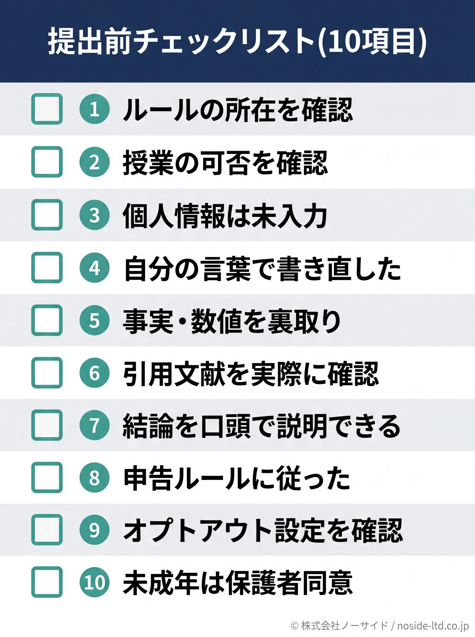チャットGPT利用レポートの提出前チェックリスト