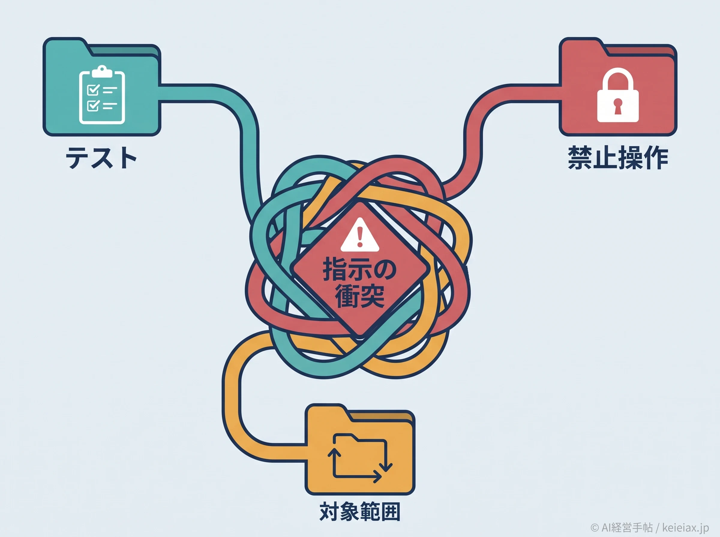 複数AIの指示衝突を示す図