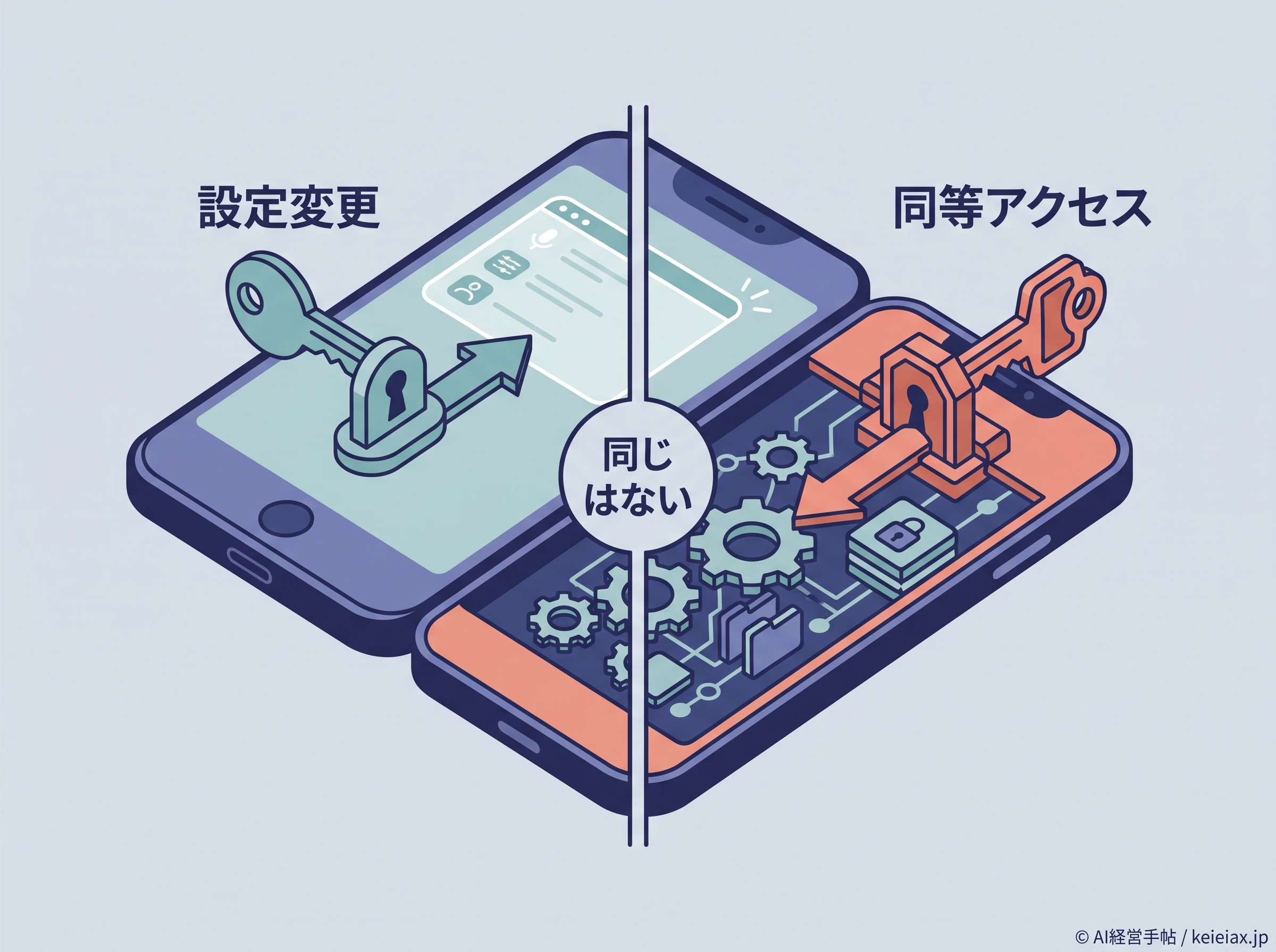 設定変更と同等アクセスの違い