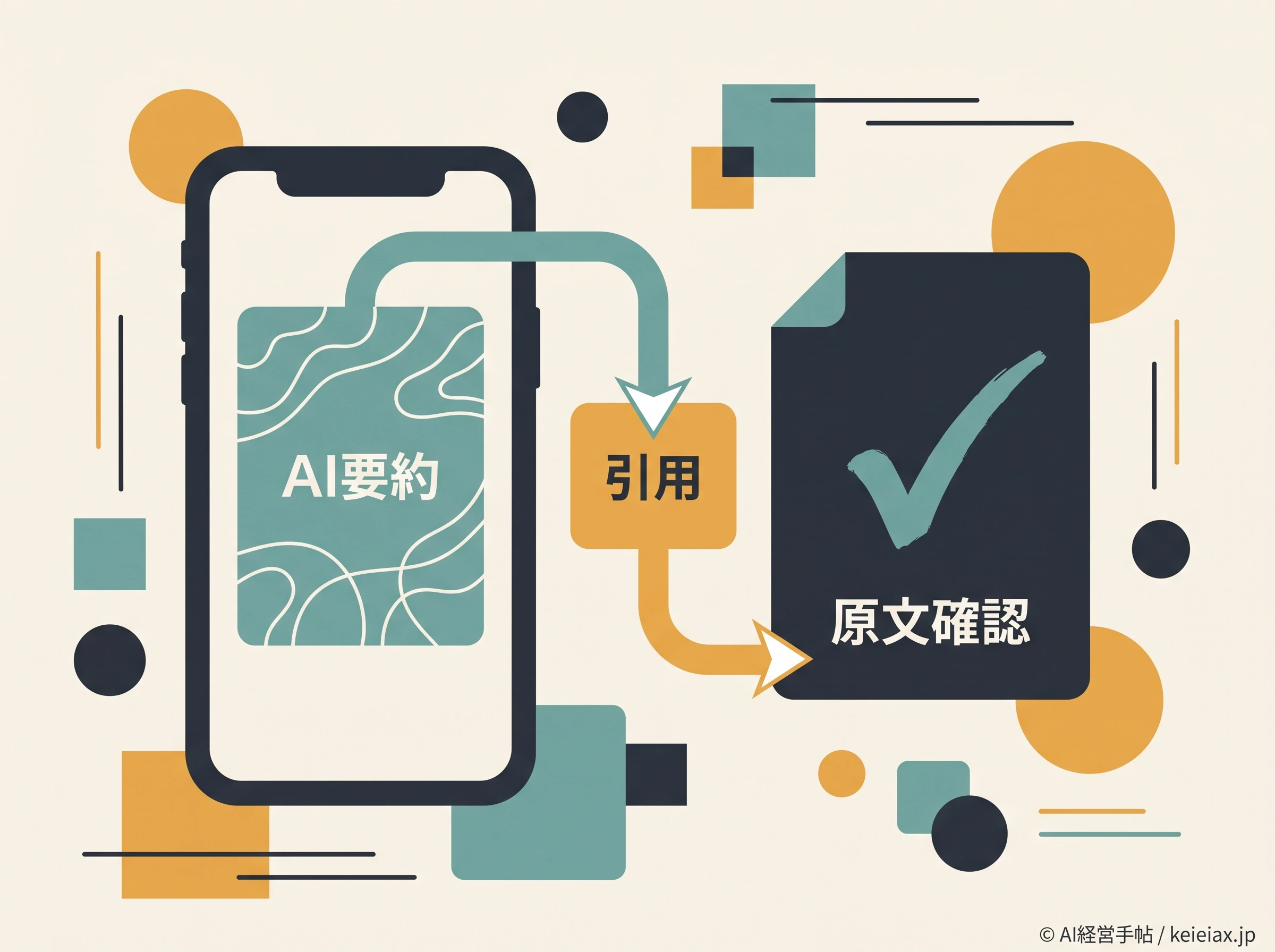 スマホのAI要約から引用と原文を確認する流れ