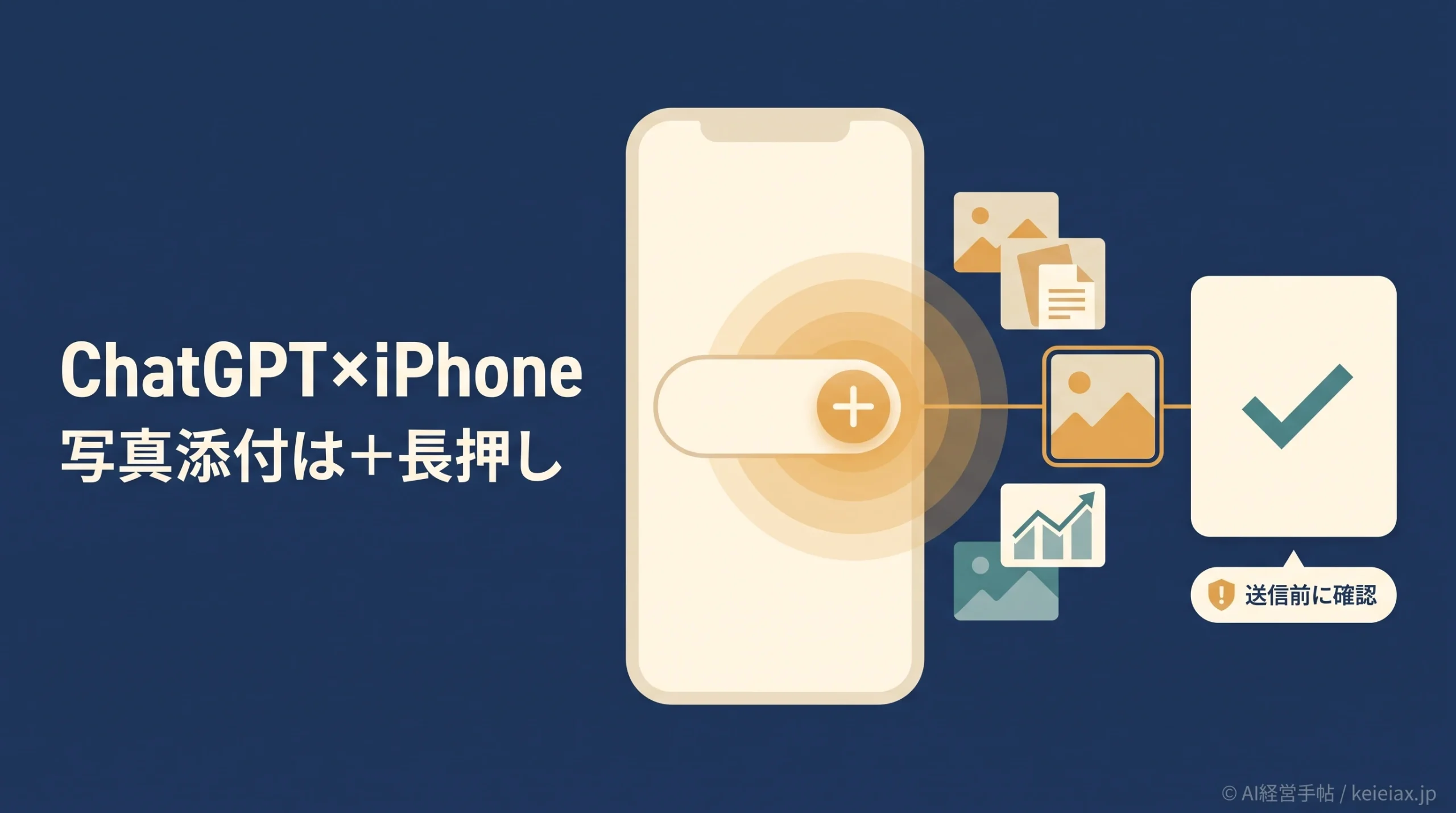 ChatGPTでiPhone写真をすぐ添付する方法【＋ボタン長押しの新操作】
