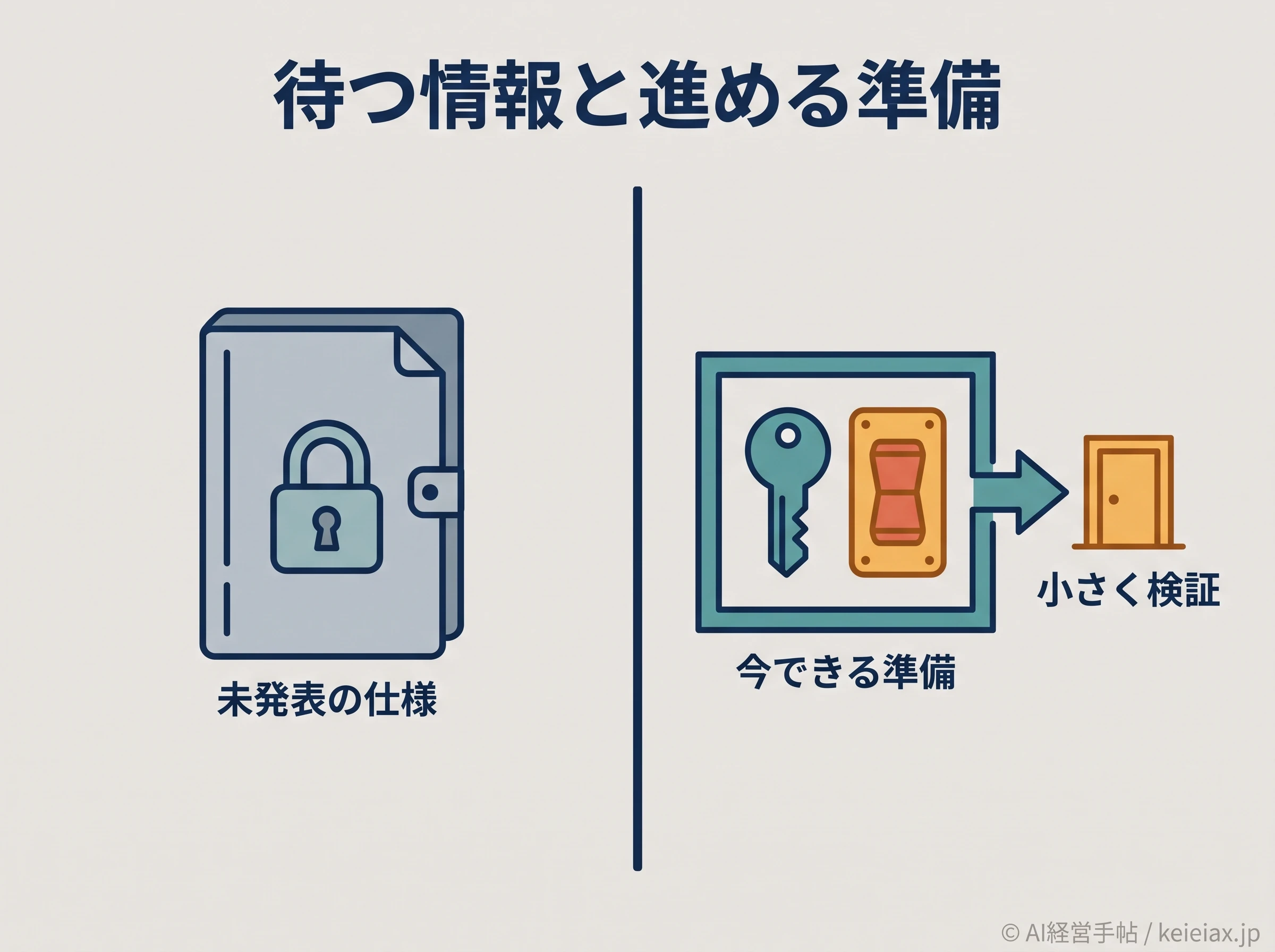 未発表情報と今できる準備の図