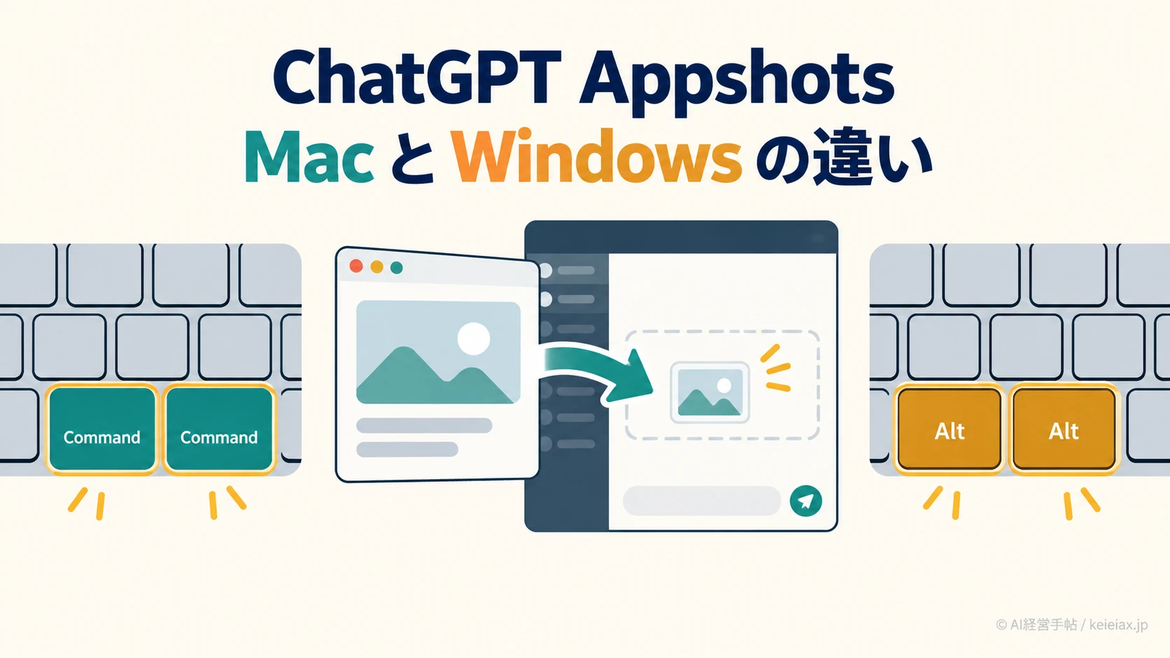 ChatGPT AppshotsのMac・Windowsの違い【押すキーとチャットの開き方を比較】