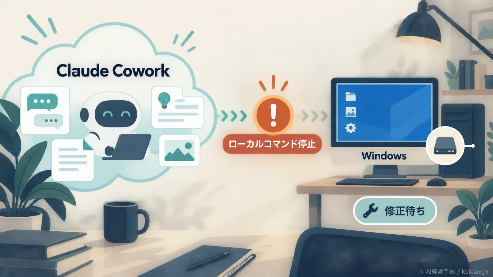 Claude CoworkのWindows版でコマンドが動かない障害【再起動・再インストールでは直らない】