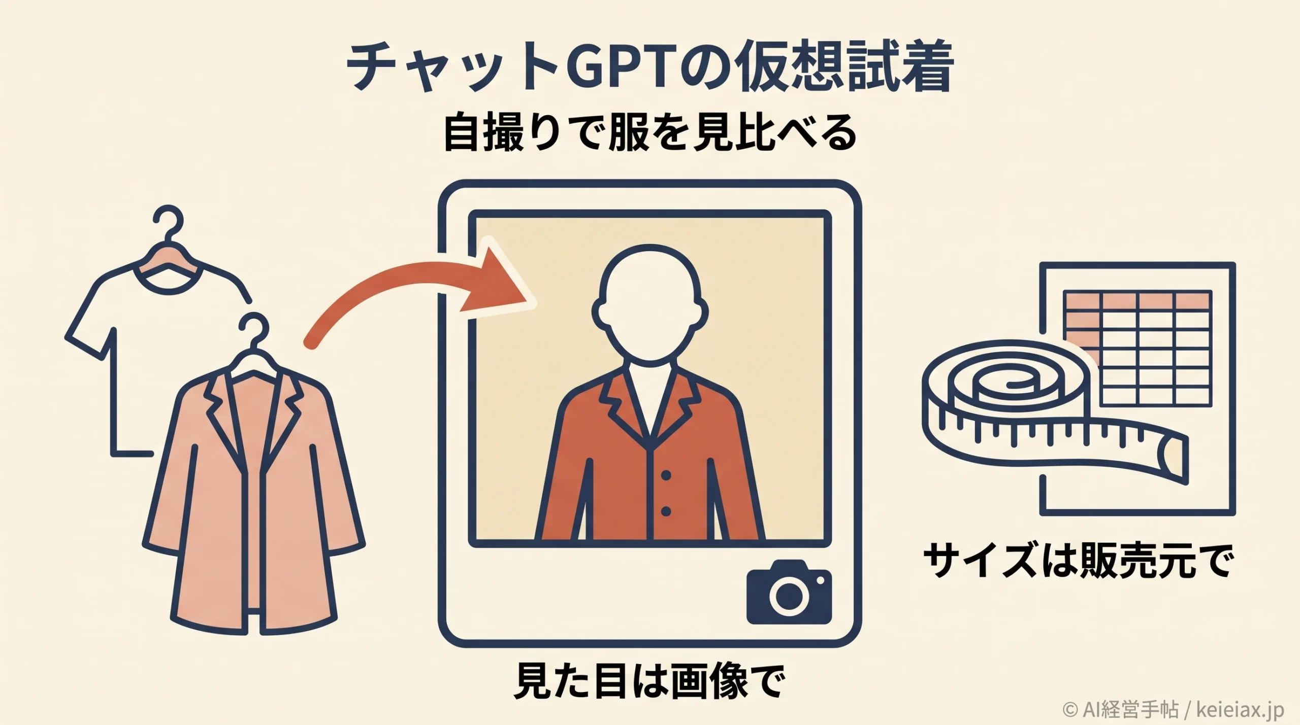 チャットGPTの仮想試着の使い方　自撮りで服を見比べる新機能